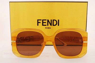 Pre-owned Fendi Brand  Sunglasses Fe 40065i 50e Amber/dark Brown For Women
