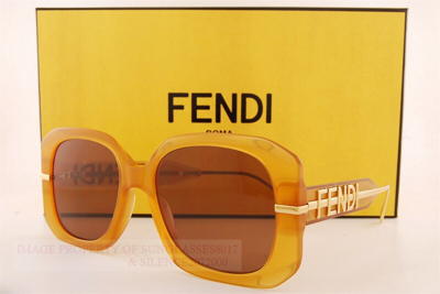 Pre-owned Fendi Brand  Sunglasses Fe 40065i 50e Amber/dark Brown For Women