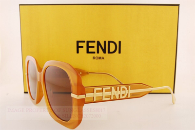 Pre-owned Fendi Brand  Sunglasses Fe 40065i 50e Amber/dark Brown For Women