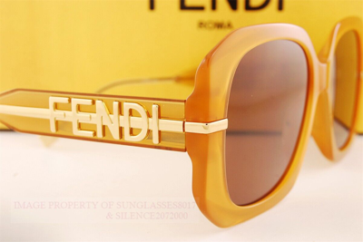 Pre-owned Fendi Brand  Sunglasses Fe 40065i 50e Amber/dark Brown For Women