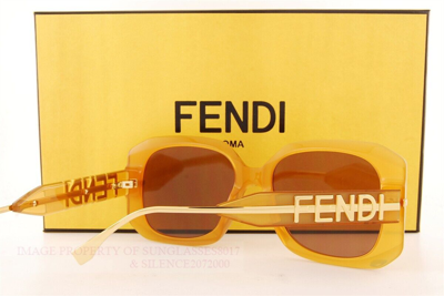 Pre-owned Fendi Brand  Sunglasses Fe 40065i 50e Amber/dark Brown For Women