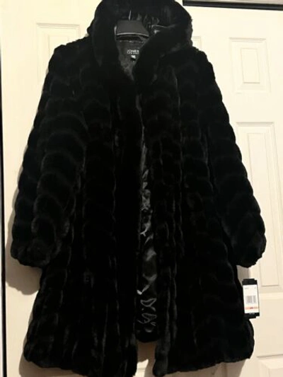 Pre-owned Jones New York Jones York Women's Winter Formal Faux Fur Coat Jacket Plus 2x Run Big Fit 3x In Black