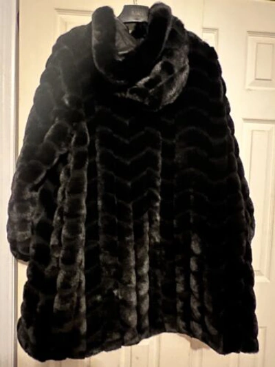 Pre-owned Jones New York Jones York Women's Winter Formal Faux Fur Coat Jacket Plus 2x Run Big Fit 3x In Black