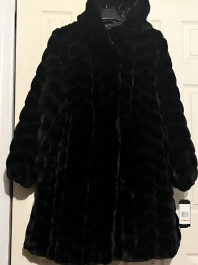 Pre-owned Jones New York Jones York Women's Winter Formal Faux Fur Coat Jacket Plus 2x Run Big Fit 3x In Black