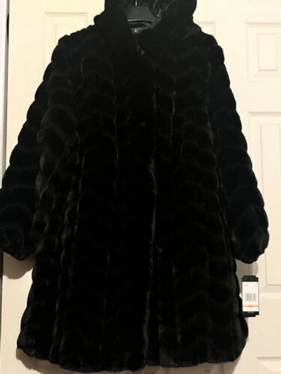 Pre-owned Jones New York Jones York Women's Winter Formal Faux Fur Coat Jacket Plus 2x Run Big Fit 3x In Black