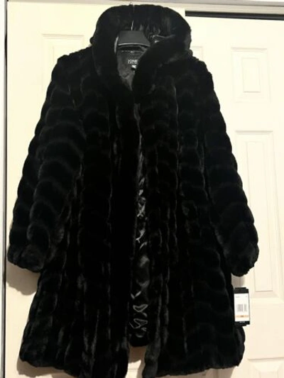 Pre-owned Jones New York Jones York Women's Winter Formal Faux Fur Coat Jacket Plus 2x Run Big Fit 3x In Black