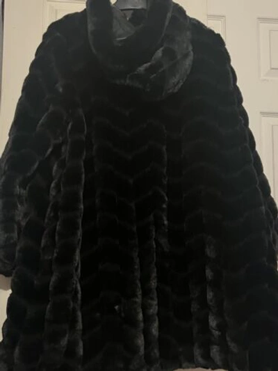 Pre-owned Jones New York Jones York Women's Winter Formal Faux Fur Coat Jacket Plus 2x Run Big Fit 3x In Black