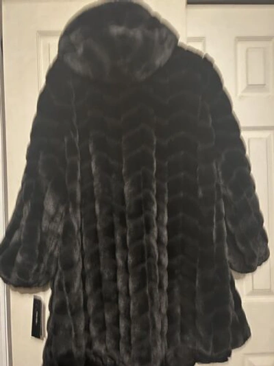 Pre-owned Jones New York Jones York Women's Winter Formal Faux Fur Coat Jacket Plus 2x Run Big Fit 3x In Black