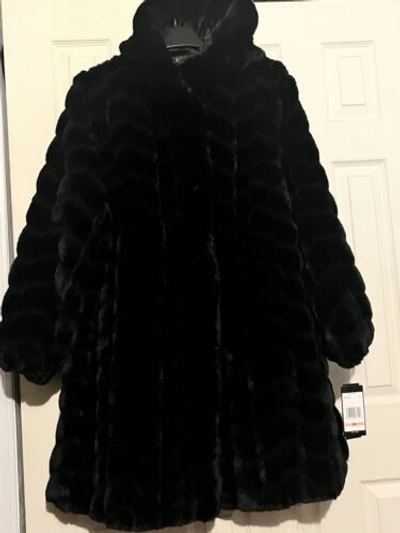 Pre-owned Jones New York Jones York Women's Winter Formal Faux Fur Coat Jacket Plus 2x Run Big Fit 3x In Black