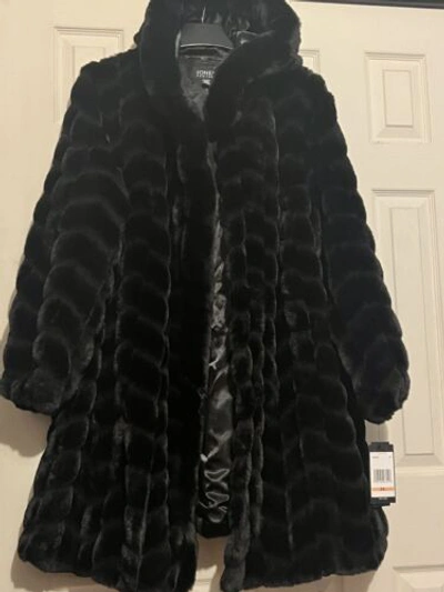 Pre-owned Jones New York Jones York Women's Winter Formal Faux Fur Coat Jacket Plus 2x Run Big Fit 3x In Black