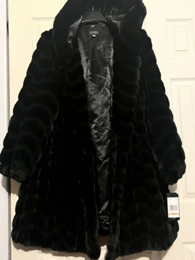 Pre-owned Jones New York Jones York Women's Winter Formal Faux Fur Coat Jacket Plus 2x Run Big Fit 3x In Black