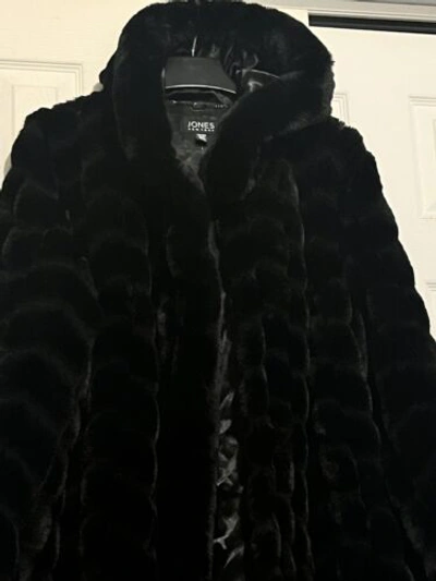 Pre-owned Jones New York Jones York Women's Winter Formal Faux Fur Coat Jacket Plus 2x Run Big Fit 3x In Black