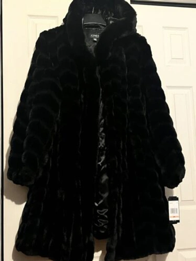 Pre-owned Jones New York Jones York Women's Winter Formal Faux Fur Coat Jacket Plus 2x Run Big Fit 3x In Black