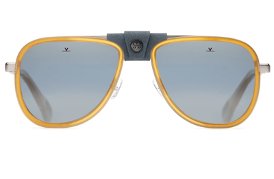 Pre-owned Vuarnet Sunglasses Vl211100040636 Glacier 2111 Vl2111 Amber + Blue Polarlynx Plz