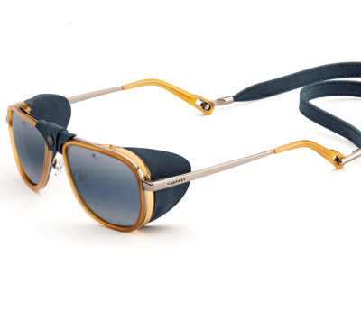 Pre-owned Vuarnet Sunglasses Vl211100040636 Glacier 2111 Vl2111 Amber + Blue Polarlynx Plz