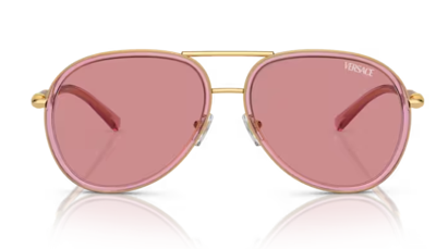 Pre-owned Versace Ve 2260 100284 Pink Transparent / Pink Oval Men's Sunglasses