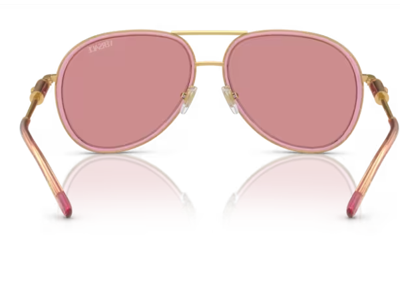 Pre-owned Versace Ve 2260 100284 Pink Transparent / Pink Oval Men's Sunglasses