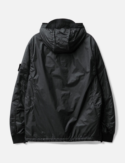 Pre-owned Stone Island Q0325 Hooded Light Jacket Garment Dyed Micro Yarn With Primaloft In Black