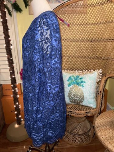 Pre-owned Lilly Pulitzer Georgi Lace Dress Boca Blue Two Tone Carnival Lace Size 14,16