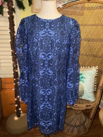 Pre-owned Lilly Pulitzer Georgi Lace Dress Boca Blue Two Tone Carnival Lace Size 14,16