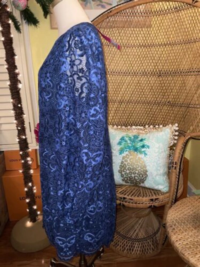 LILLY PULITZER Pre-owned Georgi Lace Dress Boca Blue Two Tone Carnival Lace Size 14,16
