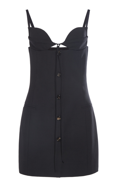 Shop Nensi Dojaka Button-front Woven Mini Dress In Black