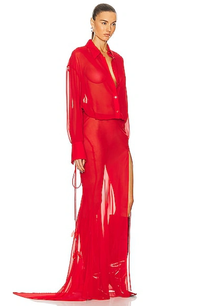 Shop Attico Georgette Long Dress In Red