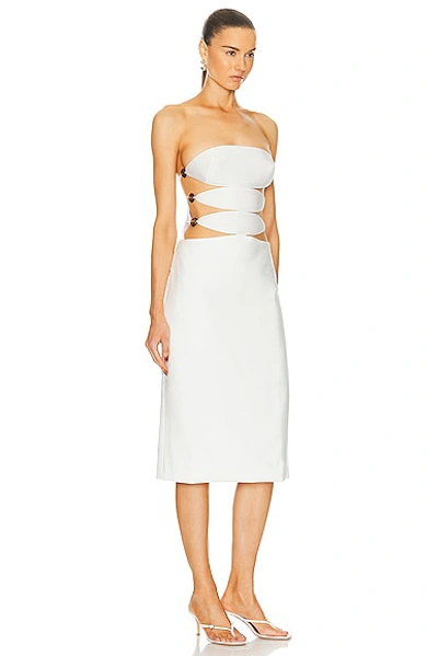 Shop Adriana Degreas Vintage Orchid Solid Strapless Cutout Midi Dress In Off White