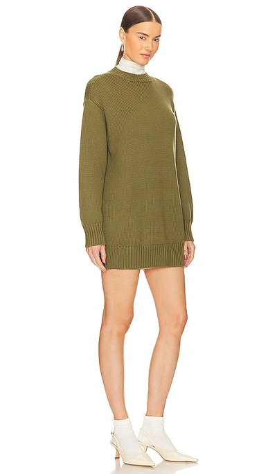 Shop L'academie Manal Sweater Dress In Army Green