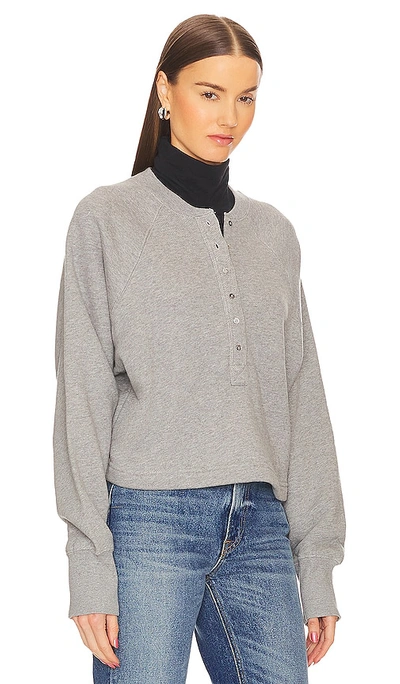 Shop Marissa Webb So Uptight Henley Sweatshirt In Heather Grey