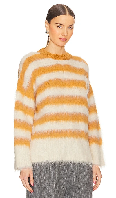 Shop Monse Striped Alpaca Sweater In White,orange