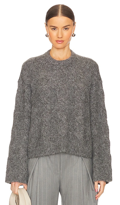 L'academie Adria Cable Sweater In Charcoal Grey