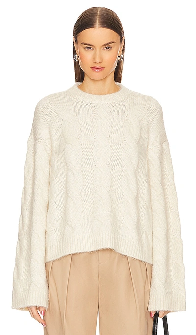 Shop L'academie Adria Cable Sweater In Ivory