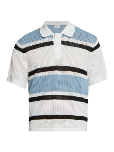 Shop Dries Van Noten Men's Mindo Stripe Knit Polo In Blue Stripe