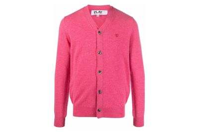 Pre-owned Comme Des Garçons Comme Des Garcons Play Fine Knit Wool Cardigan Pink/red