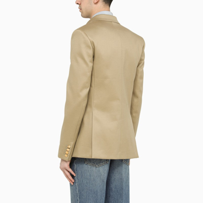 Shop Valentino Sand Cotton Double-breasted Jacket Men In Cream