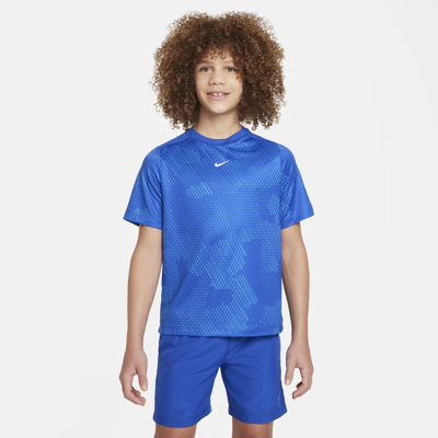 Shop Nike Multi Big Kids' (boys') Dri-fit Short-sleeve Top In Blue