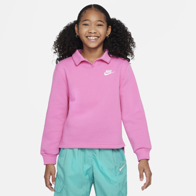 Shop Nike Sportswear Club Fleece Big Kids' (girls') Polo Top In Red