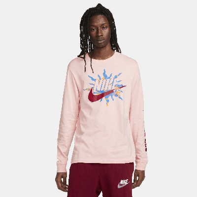 Shop Nike Men's  Sportswear Long-sleeve T-shirt In Pink