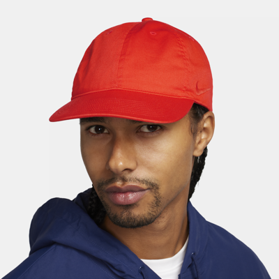Shop Nike Unisex Club Unstructured Flat Bill Cap In Red