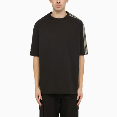 Shop Y-3 Adidas  Black Crew-neck T-shirt With Logo