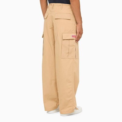 Shop Kenzo Camel Cargo Trousers In Brown