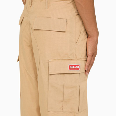 Shop Kenzo Camel Cargo Trousers In Brown