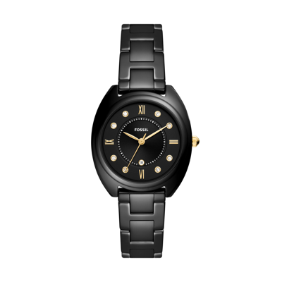 Shop Fossil Women's Gabby Three-hand Date, Black-tone Stainless Steel And Ceramic Watch