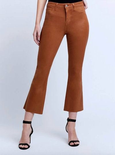 Shop L Agence Kendra High Rise Crop Flare Jean In Java Coated In Brown