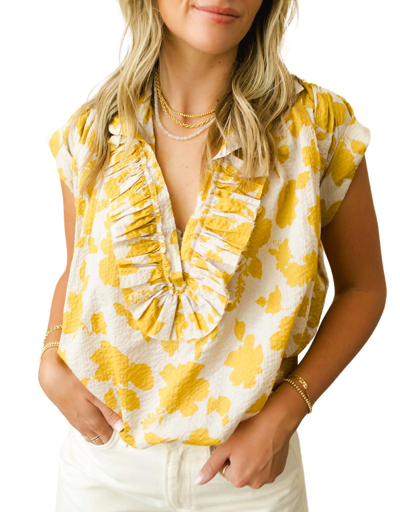 Shop A Shirt Thing Logan Floral Top In Mustard In Yellow