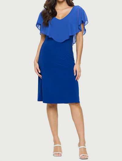 Shop Last Tango Tank Dress With Ruffled Chiffon Neckline In Royal In Blue