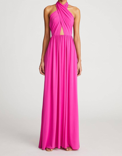 Shop Halston Heritage Jennifer Gown In Hibiscus In Pink