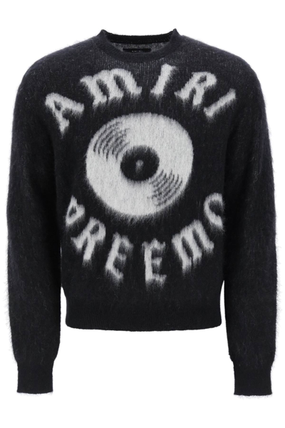 Shop Amiri Premier Record Brushed Yarn Sweater In White, Black