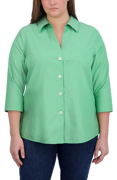 Foxcroft Meghan Solid Cotton Button-up Shirt In New Leaf